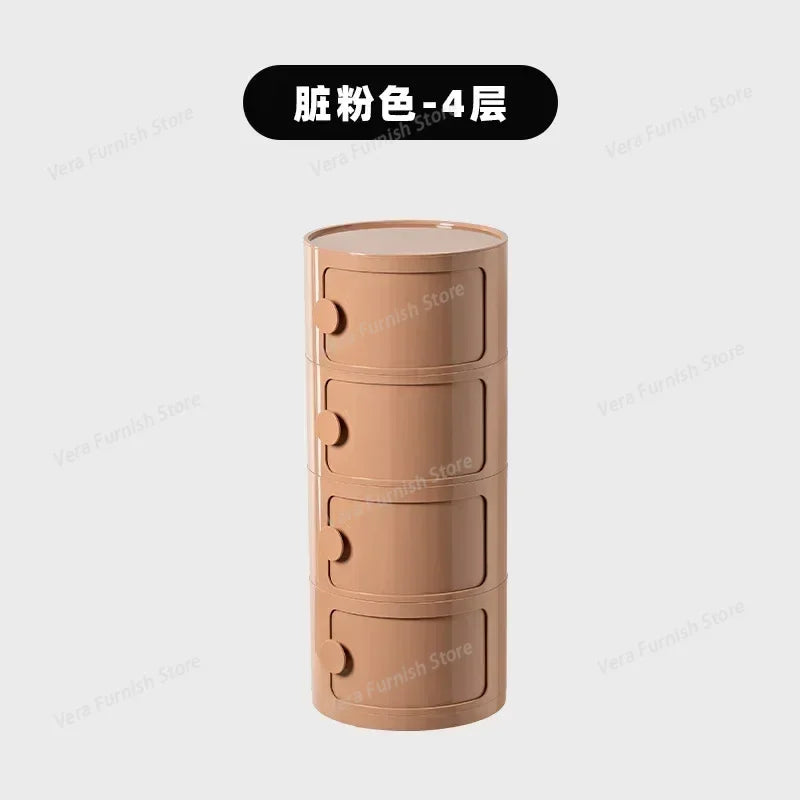 Nordic round Household Simple Creative Bedside Tables Bedroom Storage Cabinet Plastic Light Luxury Combination Small Cabinets