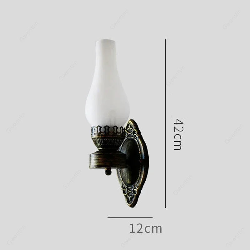 Vintage Industrial Glass Wall Lamp, Antique Style Sconce for Bedroom Loft Home Decor Lighting