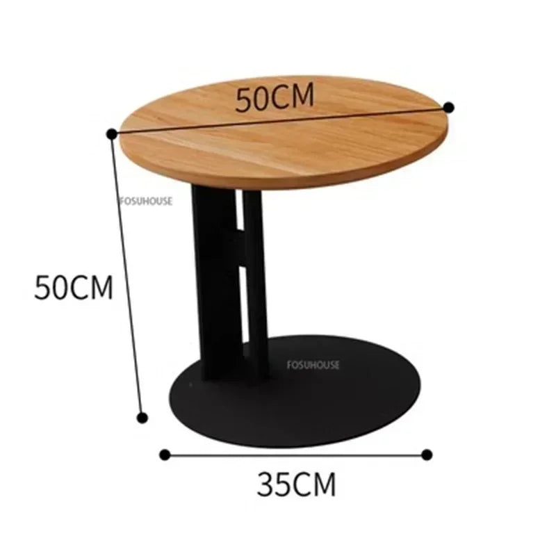 Nordic Solid Wood Coffee Table, Modern Designer Small Apartment Living Room Hotel Combination round Side Table, Minimalist
