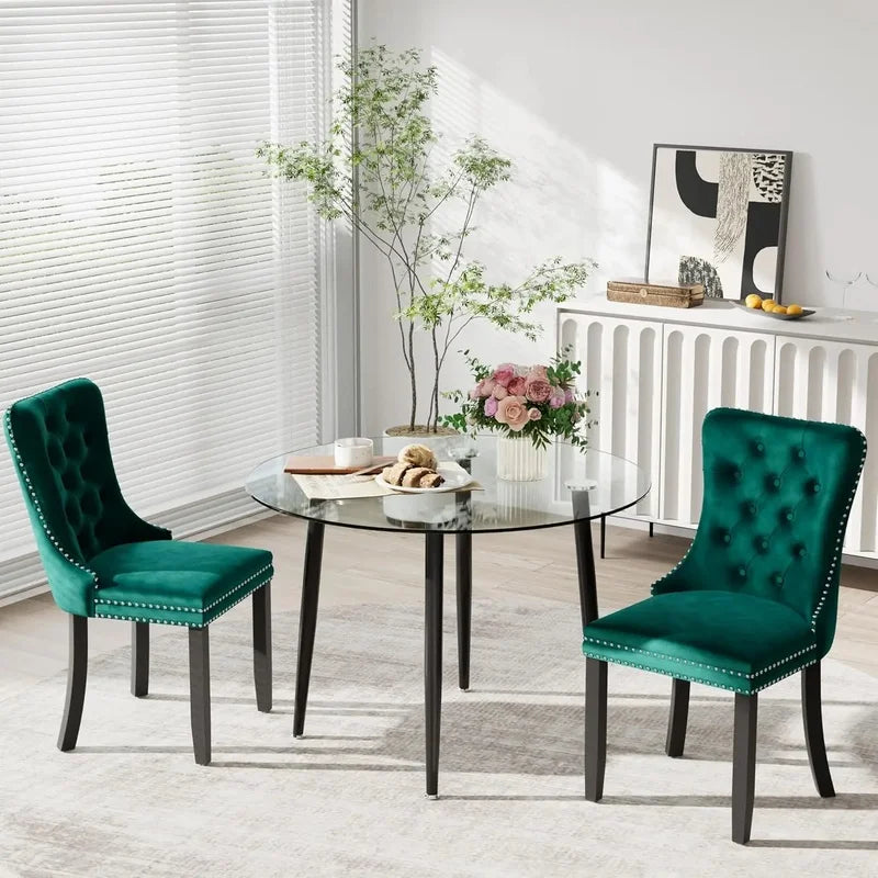 36'' Modern Minimalist round Glass Top Dining Set for 4, Luxury Circular Kitchen Table and Chairs.