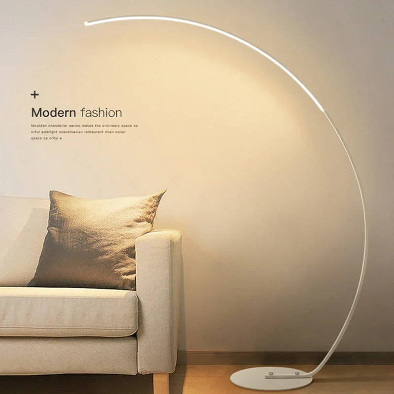 2025 Nordic LED Art Floor Lamps Home Indoor Living Room Black White Floor Lights Dimmable Remote RGB Bedroom Foyer Decor Corner