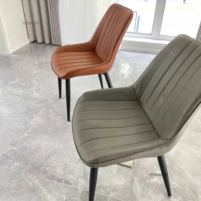 Modern Minimalist Backrest Dining Chairs Nordic Home Restaurant Furniture Light Luxury Leather Dressing Chair