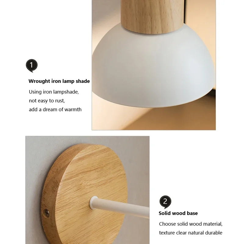 Nordic Wall Light LED Creative Modern Simple Corridor Bedroom Room Living Room Solid Wood Lighting Fixture