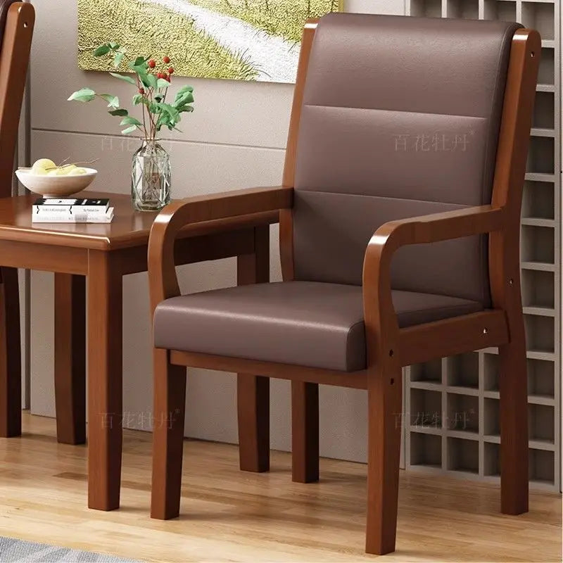 Solid Wood Armchair Upholstered Nappa Leather Rubberwood Frame High Density Foam Cushion Modern Comfy Chair for Home