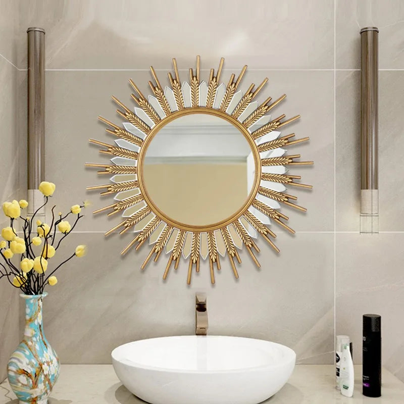 Sunflower Creative Art Mirrors Living Room Entrance Decorative Mirror Light Luxury Mirror Wall Wall Bathroom Mirrors 장식경