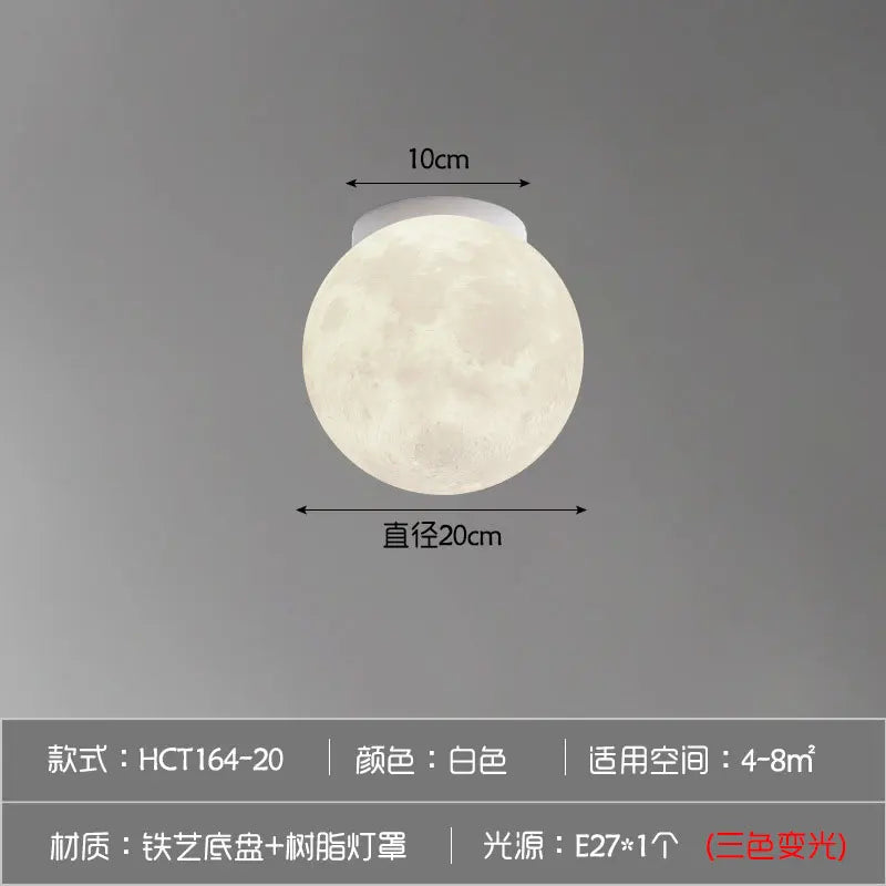 Creative 3D Printing Moon Lights, Modern and Minimalist Hallway Ceiling Lights, Children'S Rooms, Bedrooms, Study Rooms, Living