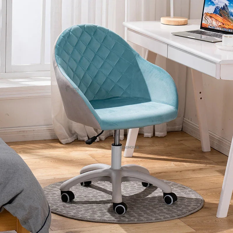 Nordic Furniture Velvet Office Chair for Office Student Study Lift Swivel Chair Home Comfortable Backrest Girl Pink Gaming Chair
