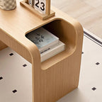 MOMO Nordic Solid Wood C-Shaped Sofa Side Table Wabi-Sabi Style Danish Designer Magazine Holder Modern Small Cabinet