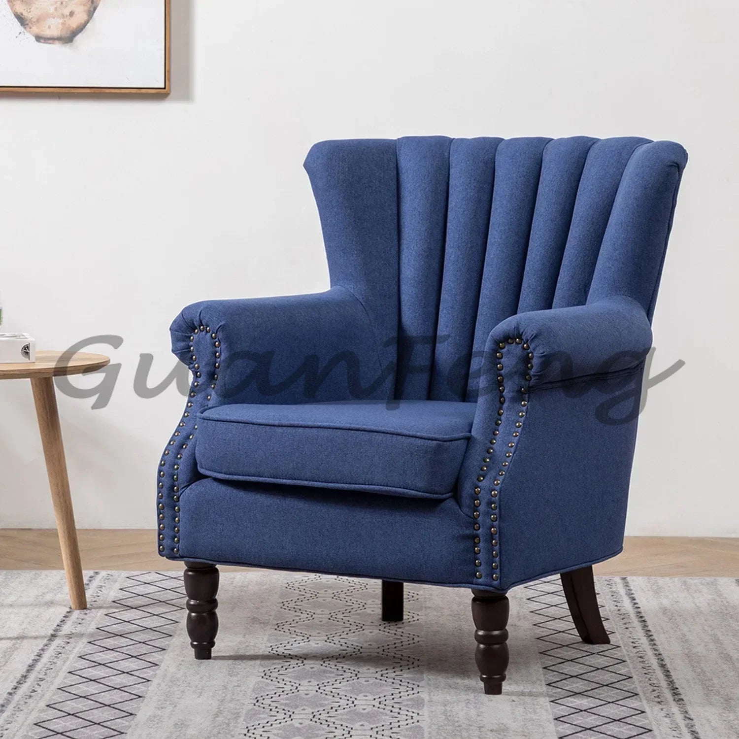 Tufted Armchair Velvet Lounge Wing Chair Fauteuil Salon Vintage Wingback Chair for Living Room Bedroo