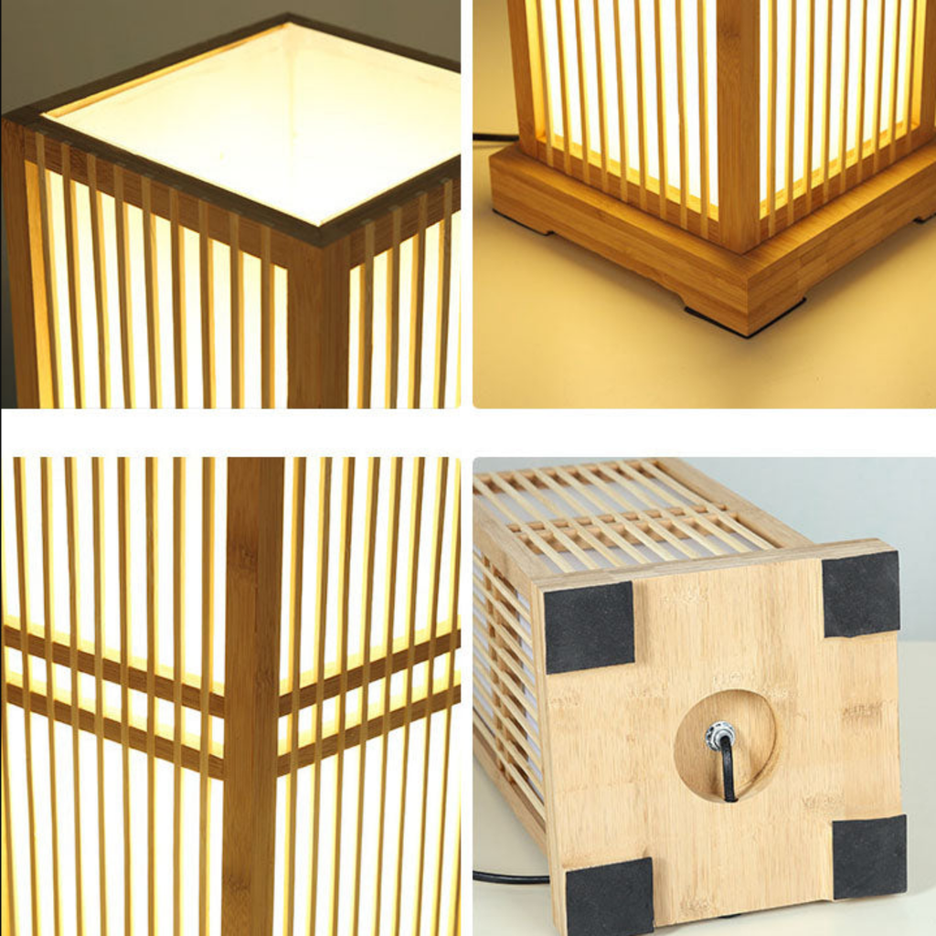 Detail of Japanese Zen bamboo table lamp