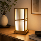 Japanese bamboo table lamp in living room
