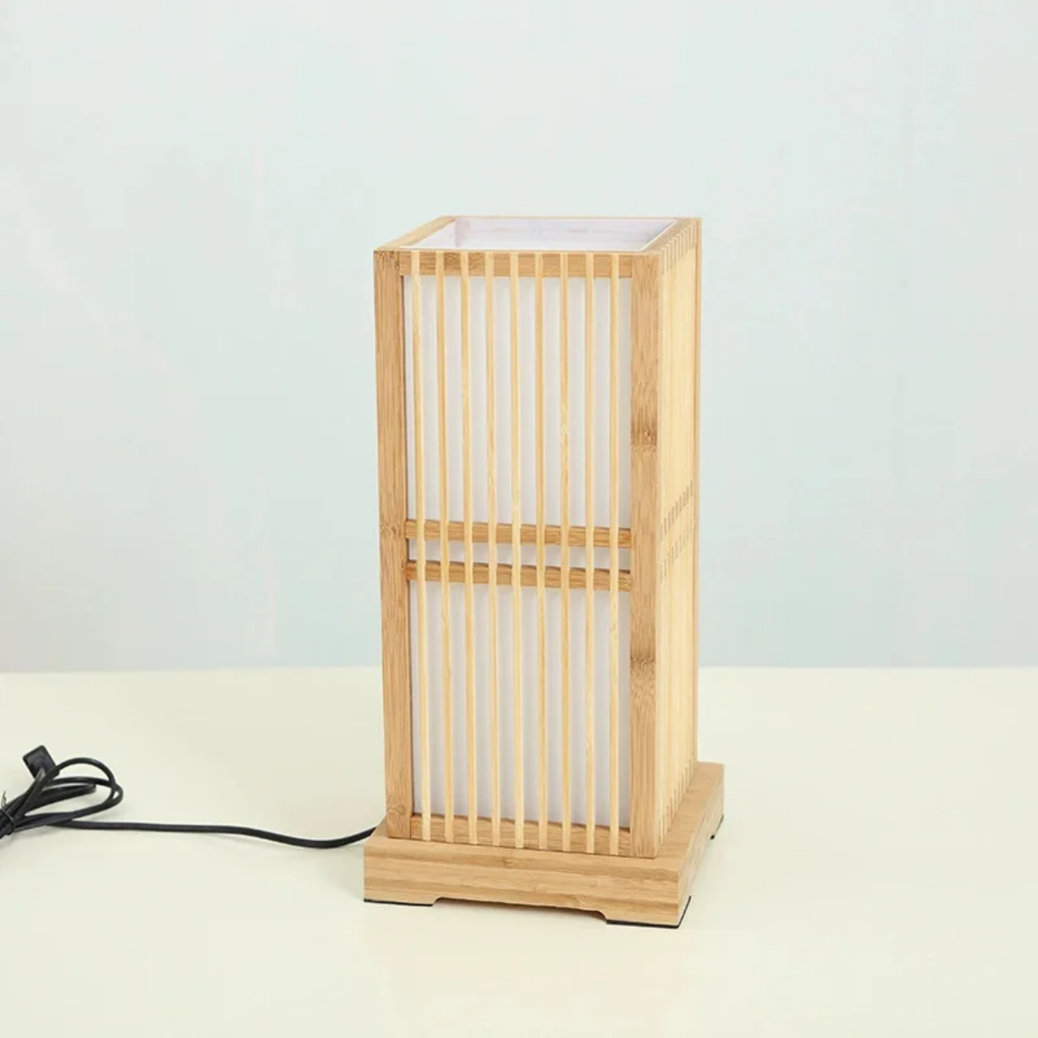 Japanese Zen bamboo table lamp turned off
