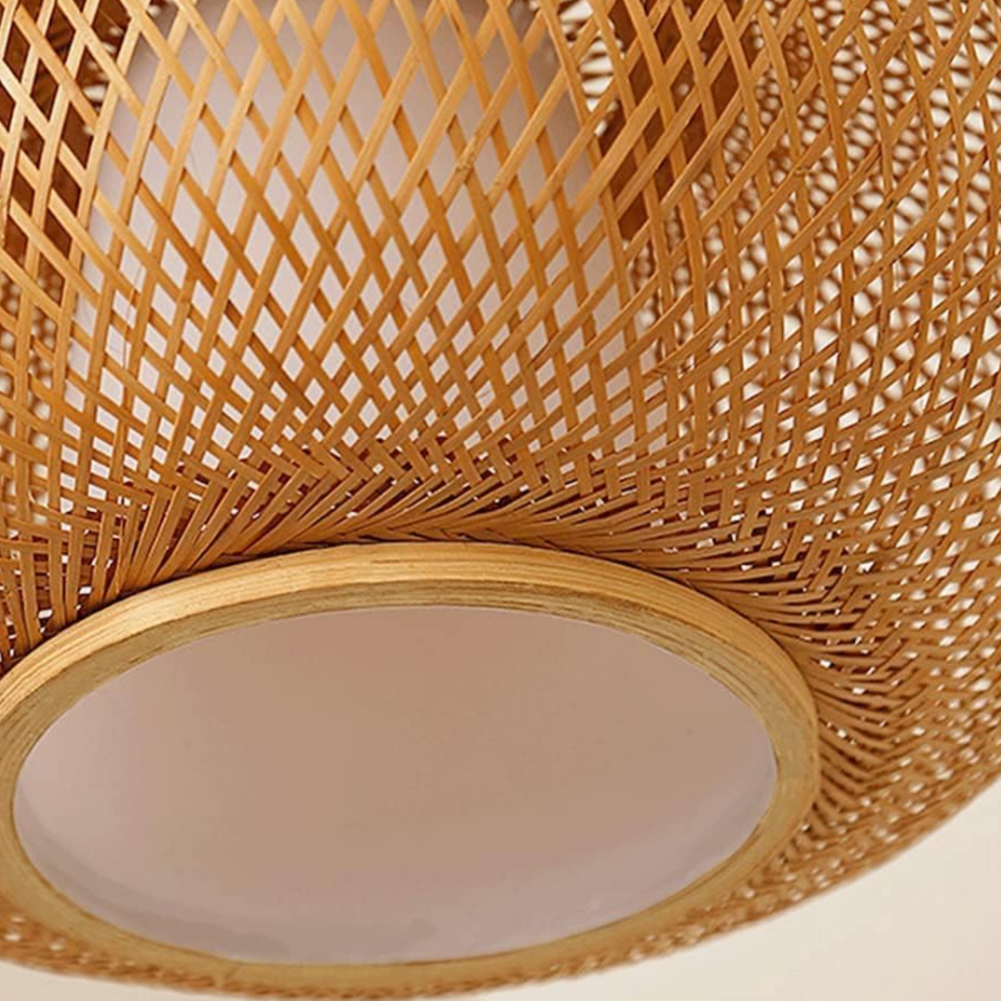Close-up of the handwoven bamboo shade
