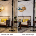 Bamboo woven fishing rod floor lamp turned off