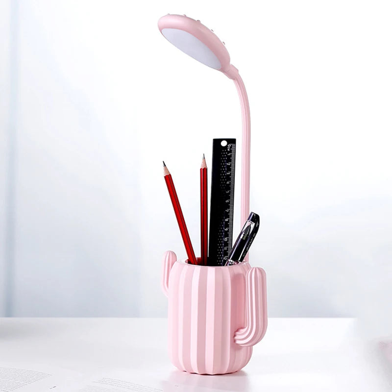 Creative LED Multi-Function Eye Protection Table Lamp Multi-Use Cactus Storage Table Lamp Student Reading USB Charge Night Light