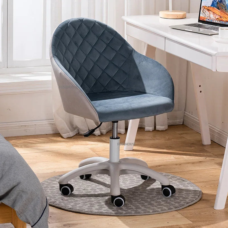 Nordic Furniture Velvet Office Chair for Office Student Study Lift Swivel Chair Home Comfortable Backrest Girl Pink Gaming Chair