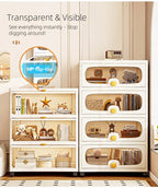 60Cm Extra Large Multi-Layer Storage Cabinet, Flip-Top Clothes Organizer for Living Room and Snack Storage Box