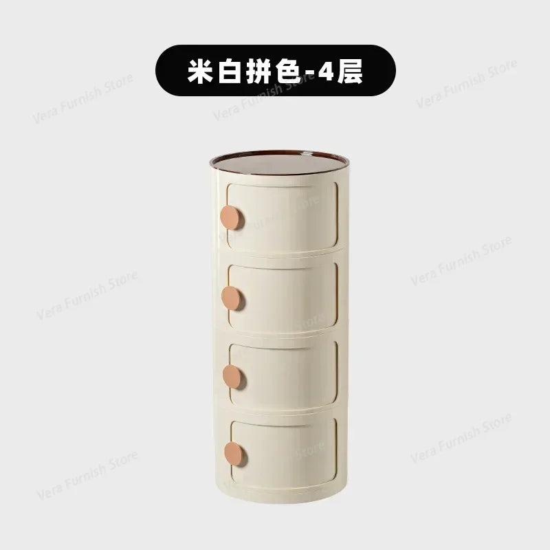 Nordic round Household Simple Creative Bedside Tables Bedroom Storage Cabinet Plastic Light Luxury Combination Small Cabinets
