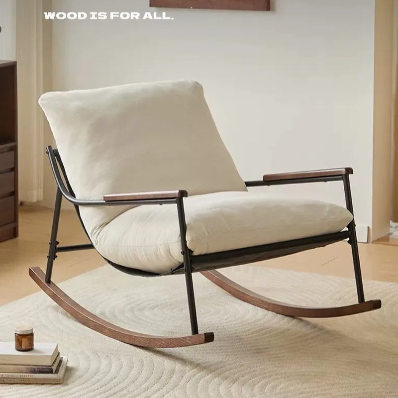 Single Rocking Chair, Balcony Leisure Chair, Recliner, Household Living Room Bean Bag Chair, Bedroom Nap Chair, Lounge Chair