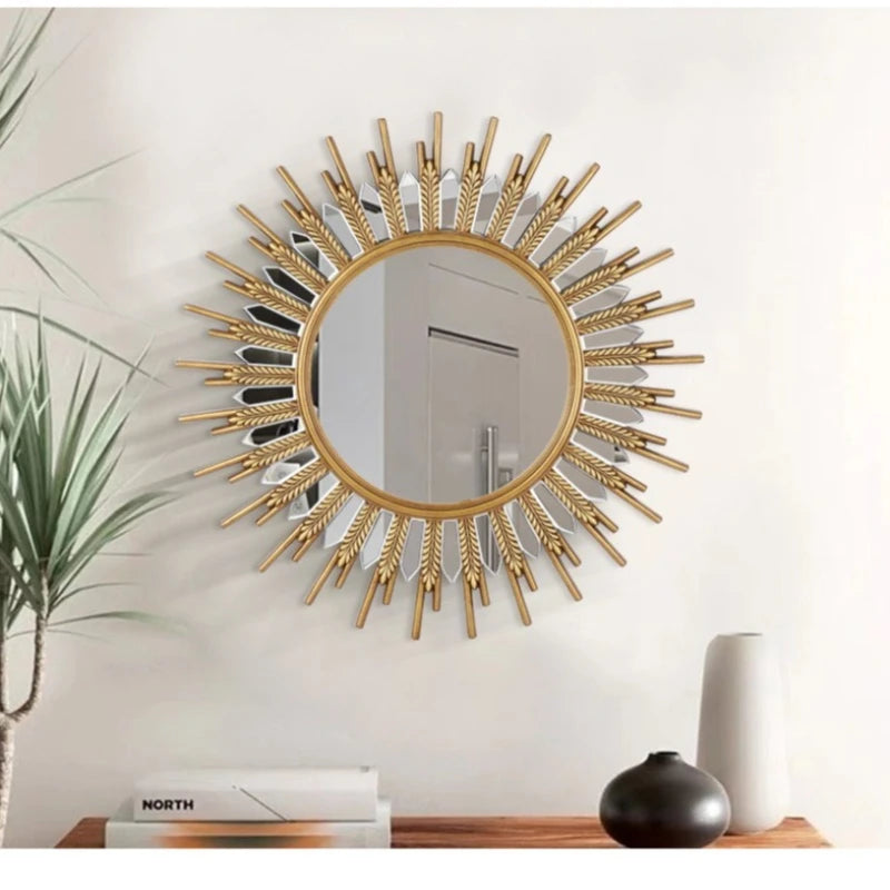 Sunflower Creative Art Mirrors Living Room Entrance Decorative Mirror Light Luxury Mirror Wall Wall Bathroom Mirrors 장식경