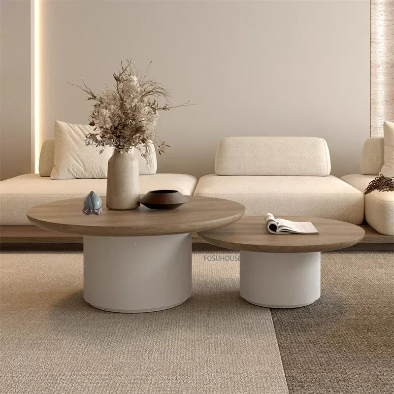 Nordic Solid Wood Coffee Table, Modern Designer Small Apartment Living Room Hotel Combination round Side Table, Minimalist