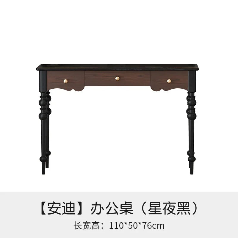 HT Light Luxury Cream Style Solid Desk Small Apartment Home Desk High Sense Retro