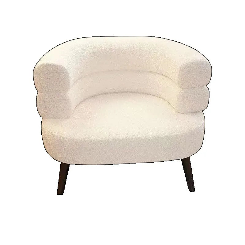 Simple Home Modern Nordic Style Single Sofa Chair with Black Metal Legs Soft Teddy Fleece for Living Room Bedroom Home Furniture