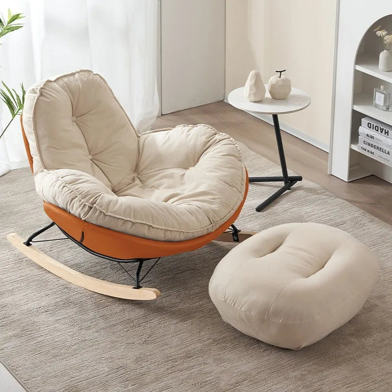 Lazy Sofa Rocking Chair Single Eggshell Chair Living Room Bedroom Cream Wind Small Sofa Swing Chair Leisure Penguin