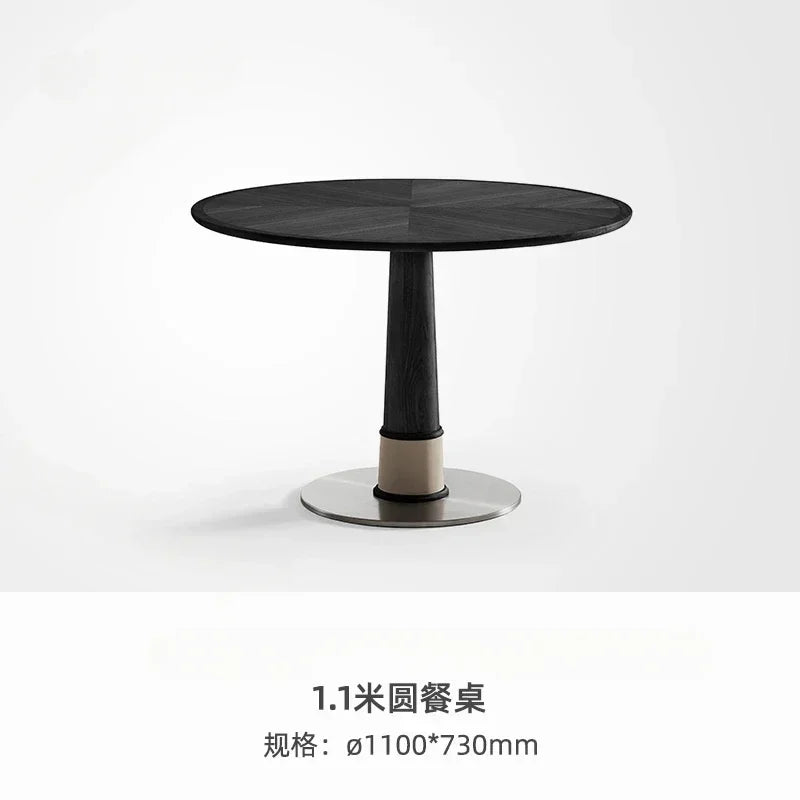 N19 Bamboo Dragonfly Black North American Imported Ash Wood Solid Wood round Dining Table Small Apartment Italian Minimalist Z
