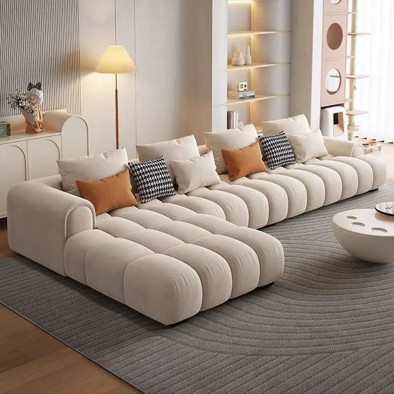 Set Puff Cloud Modern Luxury Couch Velvet Lounge Sofa High End Cream Soft Modular Living Room Furniture L Shape Sofa for Home