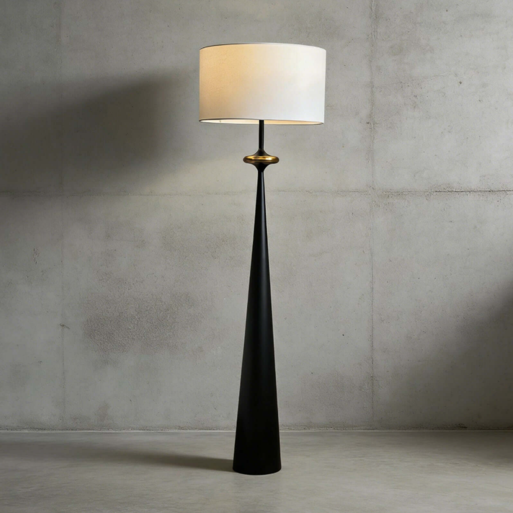 Black Japanese fabric floor lamp