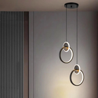 Black 2-head modern round LED hanging light