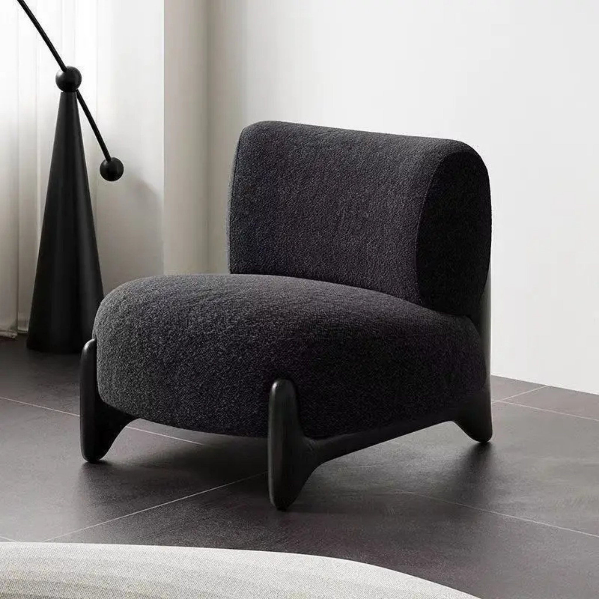 Black sherpa accent chair