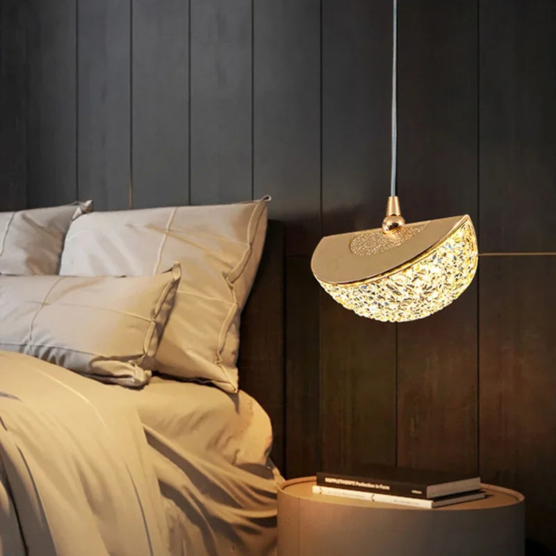 Nordic Crystal LED Chandelier Living Room Bedroom Bedside Pendant Lights Indoor Dining Room Decorative Lighting Hanging Lamp
