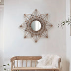Retro Rattan Weaving Mirror Modern Simple Decorative Mirrors Stylish Designer Makeup Mirror Espejo Decorativo Home Decoration