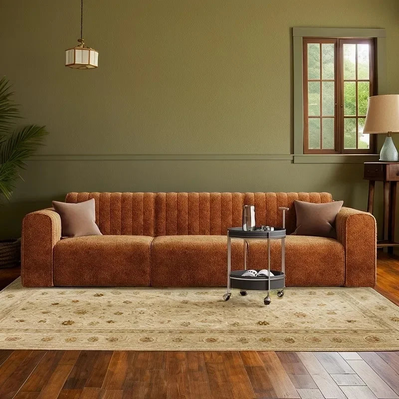 Medieval Style Designer Module Splicing Fabric Retro Wabi Wind Living Room B & B Beauty Salon Reception Sofa
