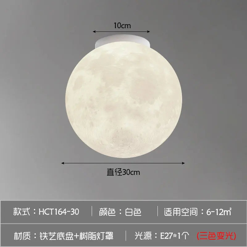 Creative 3D Printing Moon Lights, Modern and Minimalist Hallway Ceiling Lights, Children'S Rooms, Bedrooms, Study Rooms, Living