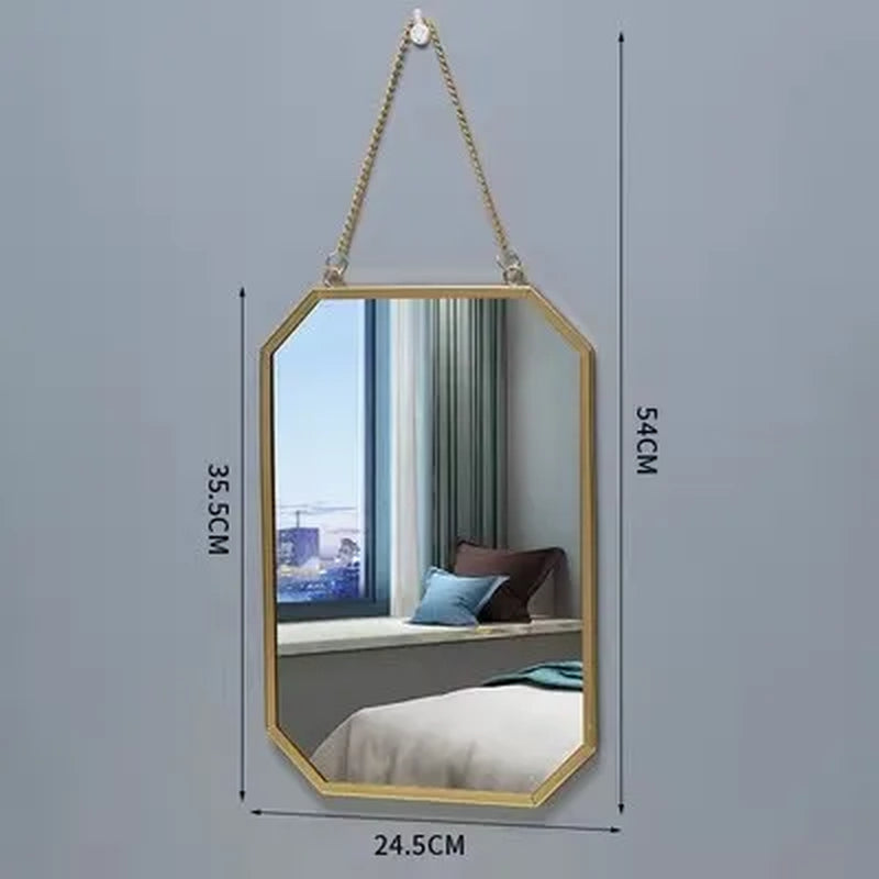 Decorative Mirror Nordic Wrought Iron round Wall Mounted Mirror Bathroom Dormitory Home Decor Glass Washstand Makeup Mirror