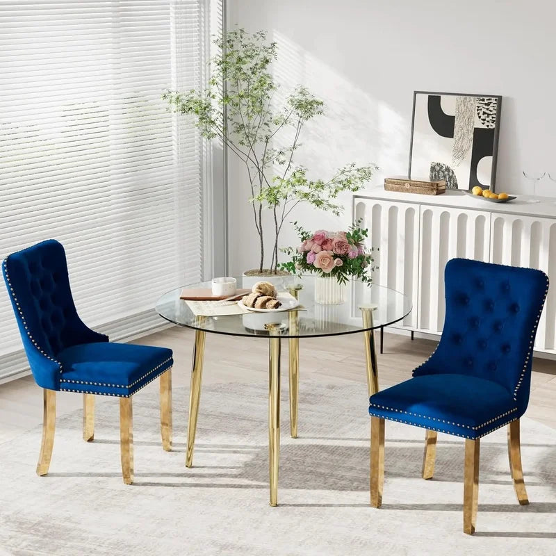 36'' Modern Minimalist round Glass Top Dining Set for 4, Luxury Circular Kitchen Table and Chairs.