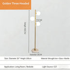 Glass Ball Luxury Floor Lamp Nordic Gold Black Floor Lamp Living Room Bedroom Sofa Modern Home Decor Marble Stand E27 Floor Lamp