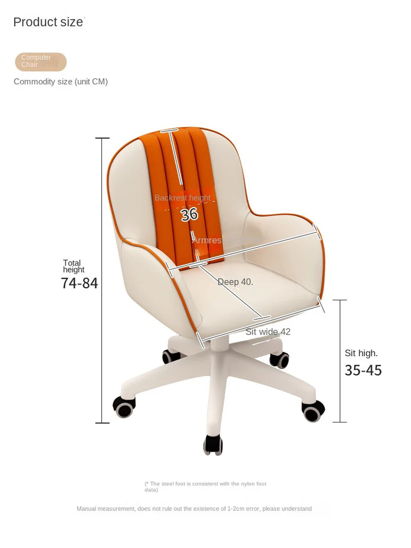Simple Modern Computer Chair Latex Cushion Seat 360° Rotation Study Office Chair Bedroom Makeup Chair White Steel Legs