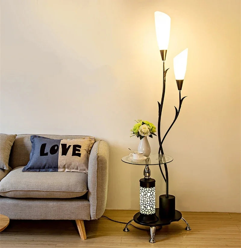 Nordic Modern Floor Lamp LED Flower Tea Table Floor Lamps for Living Room Bedroom Study Desk Lamp Home Decor Standing Lights E27