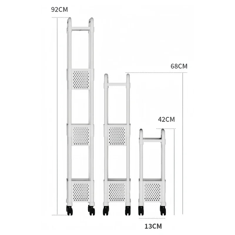 Mobile Shelf with Wheels Narrow Gap Trolley Multi-Layers Storage Rack Kitchen Bathroom 2/3/4 Tiers Storage Trolley Rolling Cart