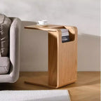 MOMO Nordic Solid Wood C-Shaped Sofa Side Table Wabi-Sabi Style Danish Designer Magazine Holder Modern Small Cabinet
