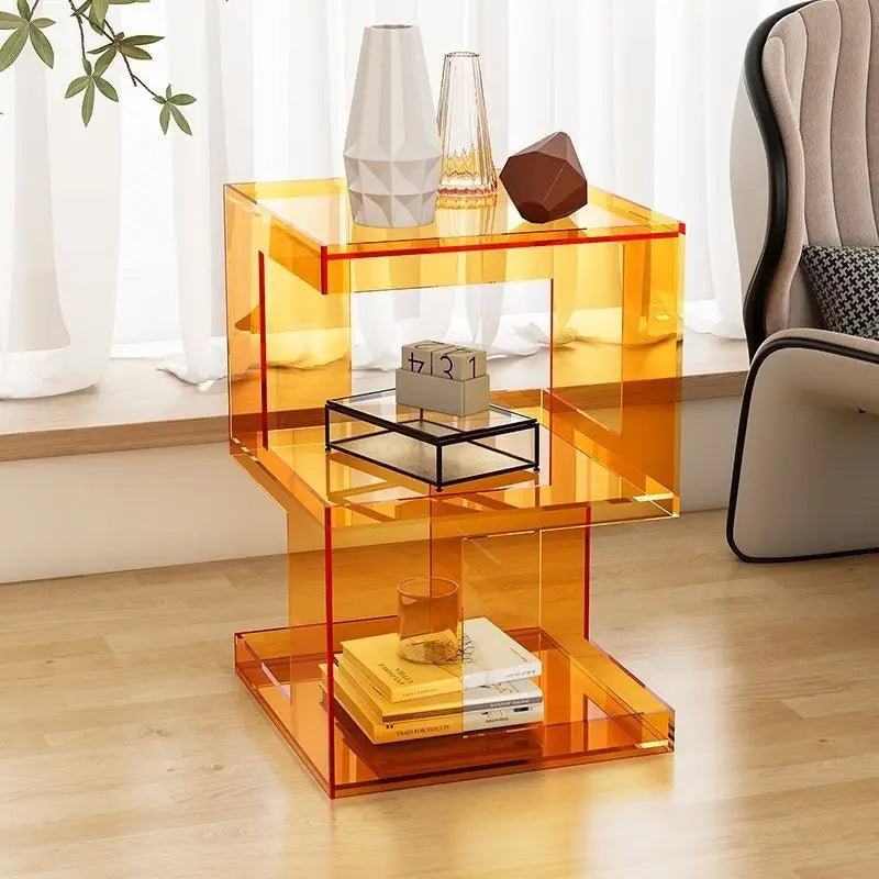 Acrylic Transparent Storage Rack, Simple Bedroom Rack, Bedside Table, Coffee Table