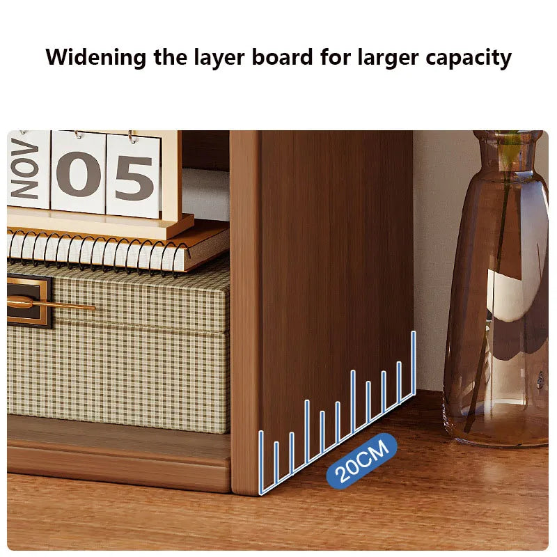 3 Tier Desktop Bookshelf Storage Shelves Wooden Open Bookcase Locker for Daily Household Children Study Bedroom Office Supplies