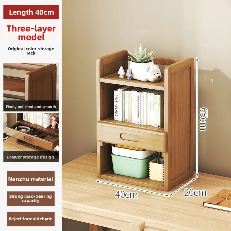 Bamboo Desktop Multi-Layer Storage Rack, Student Desk Storage Cabinet, Office File Rack, Bookshelf, Miscellaneous Storage Rack