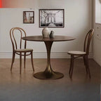 Solid Wood Small round Table French Retro Household Small Apartment Coffee Negotiation Table Walnut Medieval Tulip Dining Table