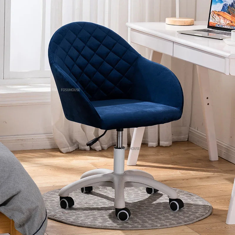 Nordic Furniture Velvet Office Chair for Office Student Study Lift Swivel Chair Home Comfortable Backrest Girl Pink Gaming Chair