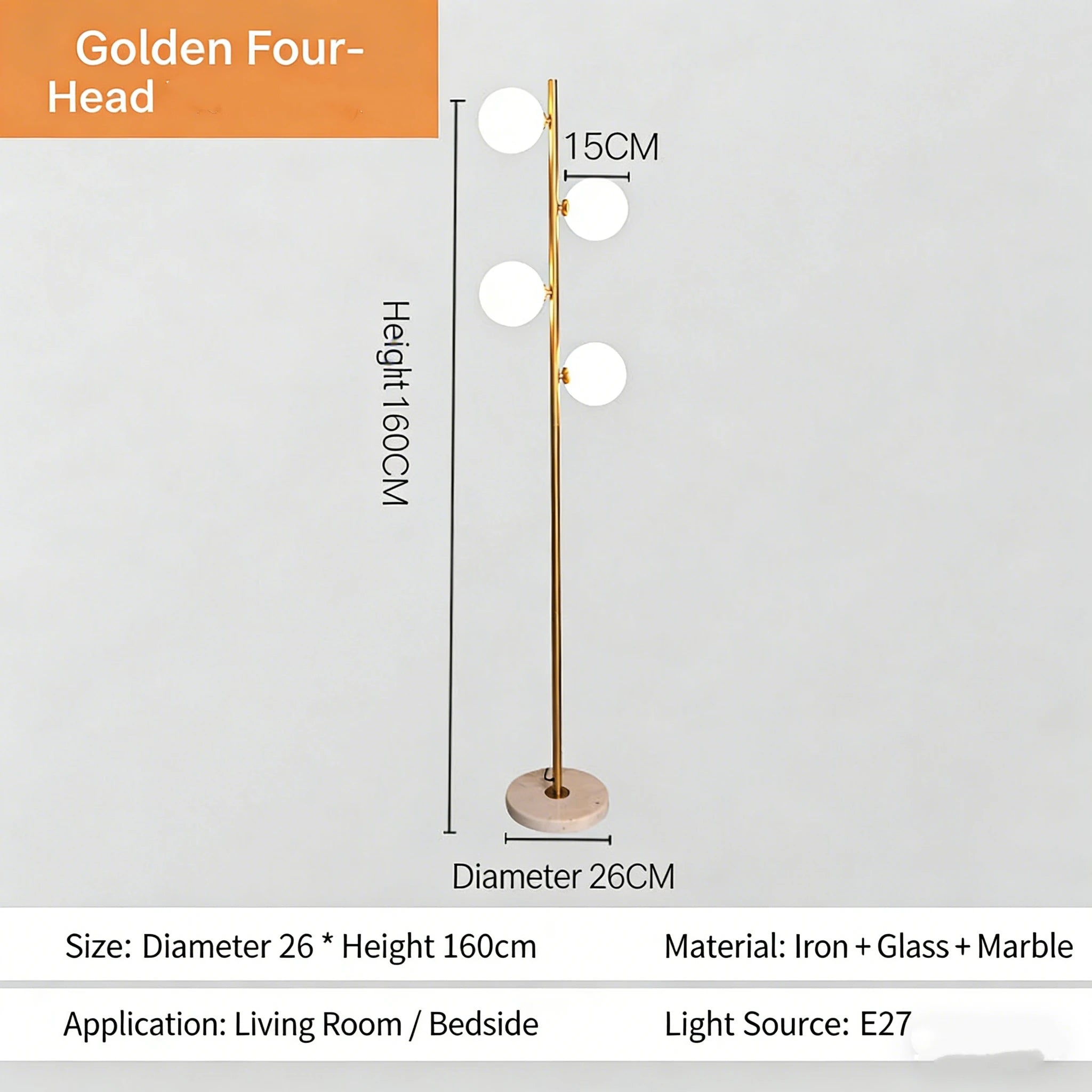 Glass Ball Luxury Floor Lamp Nordic Gold Black Floor Lamp Living Room Bedroom Sofa Modern Home Decor Marble Stand E27 Floor Lamp